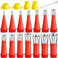19 Pcs Caulking Finisher Kit, Caulking Nozzle Tips: 14 Reusable Stainless Steel Applicators, 4 Connection Bases Replacement, 1 Glue Needle for Bathroom Kitchen Windows Sink Joint
