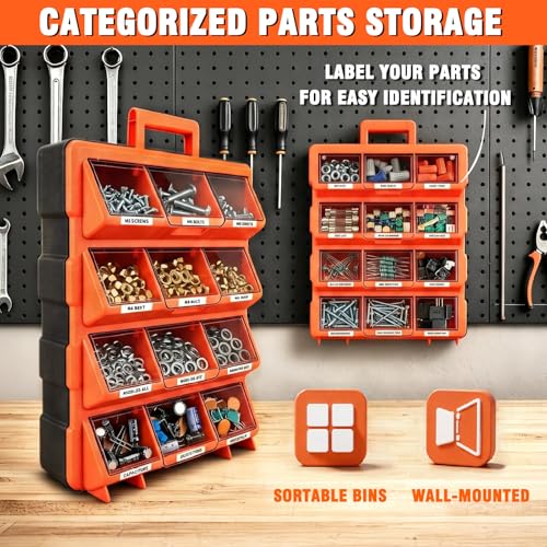 Tool Box Organizer,12-Compartment Portable Small Parts Organizer - size: 12-Compartment Tool Box Organizer