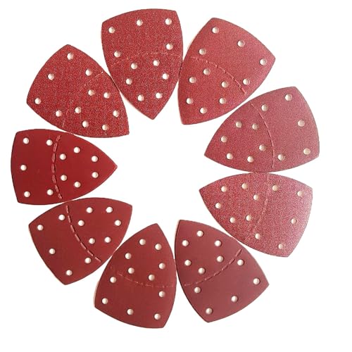 100 PCS Mouse Detail Sander Sandpaper 11 Holes, 80 Grit Hook and Loop Mouse Sanding Sheets Aluminum 0xide Mouse Sanding Pads 11 Holes Triangular Sanding Paper for Detail Mouse Sander - size: 11 Holes-80 Grit