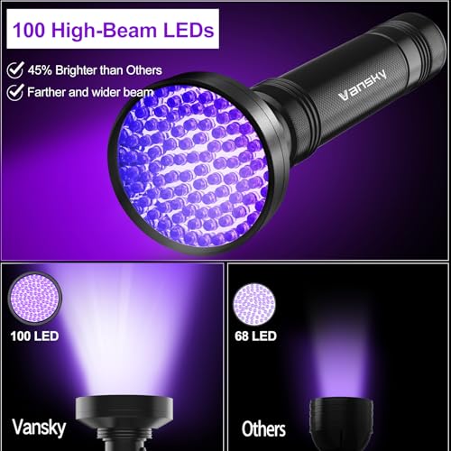 Vansky Air Conditioner Leak Detection: 100 LED Car AC UV Dye Leak Detector Kit with Protective Glasses - Automotive Professional Tool - style: 100 LED