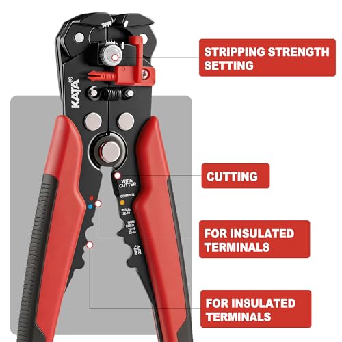 KATA Wire Crimper and Automatic Wire Stripper Tool Set for Electrical Work - color: 2pc Red