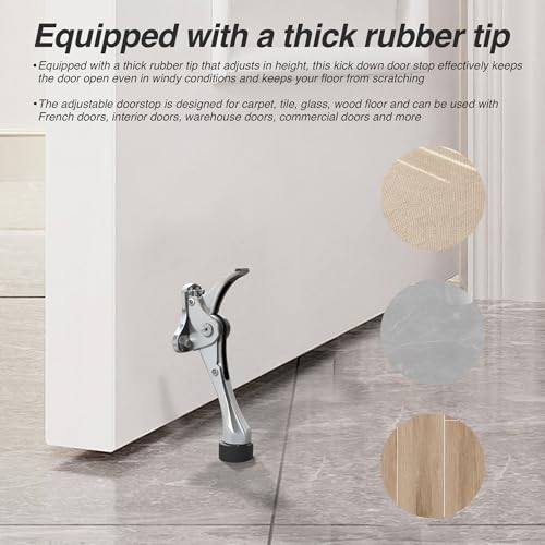 12 Pcs Kickdown Door Stoppers, Door Kick Stand, 5.35 in Rubber Doorstop