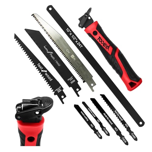 8-In-1 Multi Blades Hand Saw, Drywall, Hacksaw, Jab Saw & Wood Cutter Tool - color: Red