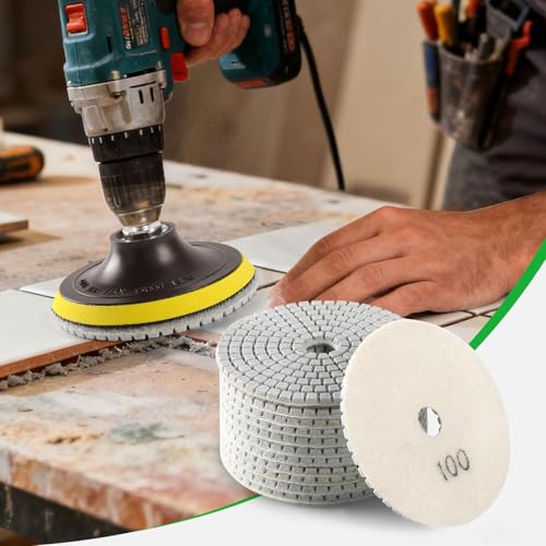 WORKEASE 4 Inch Diamond Polishing Pads Wet/Dry 12PCS, 100 Grit Diamond Sanding Pad, Granite Stone Concrete Marble Rock Countertop Quartz Polish Pad - size: 4 Inch 100 Grit