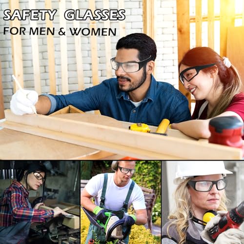 OXG Safety Glasses Protective Eyewear Men Women, ANSI Z87.1 Work Glasses Scratch Impact Resistant for Industrial Shooting - color: Clear-12