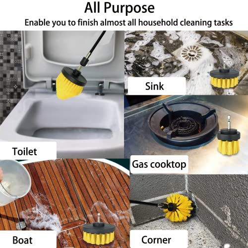 8 Pack Drill Brush Attachment Set,1/4in Power Scrubber Brush + Extend Long Rod, Power Cleaning Scrub Brush for Bathroom, Tub, Tile, Floor, Grout, Boat(White) - color: White