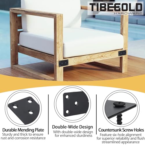 Mending Plate, Metal Steel Flat Straight Brace Bracket, Black Double-Wide Joining Plate for Wood Furniture Fastening & Fixing with 2 Sets of Screws of Different Lengths (40x80mm, 6 Pack) - size: 1.6" × 3.1"