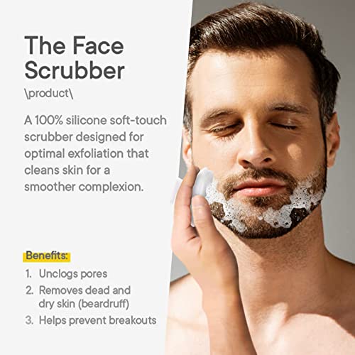 Silicone Face Scrubber for Men Facial Cleansing Brush Silicone Face Wash Brush Manual Waterproof Cleansing Skin Care Face Brushes for Cleansing and Exfoliating (White) - color: White