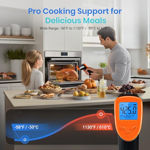 Etekcity Infrared Thermometer Laser Temperature Gun, -58°F~1130°F, Orange - color: Orange, style: Advanced