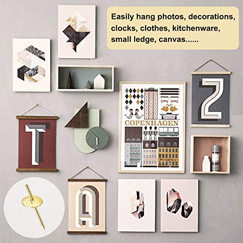 72 pcs Picture Hangers with 10-60lbs, 4 Different Size Picture Hangers, Iron Alloy Nail Hooks, Plaster Picture Hanging Kit on Wooden/Drywall Hanging Hardware for Clock, Mirror, Jewelry - size: 10-60LBS