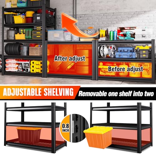 Storage Shelves,Garage Shelving,Adjustable Heavy Duty Shelving Unit,5T Tall Garage Shelves，Metal Standing Shelf Units,Utility Rack for Kitchen Warehouse Industrial Basement 71.2 * 35.4 * 15.7 - size: 71.2''H*35.4''L*15.7''W
