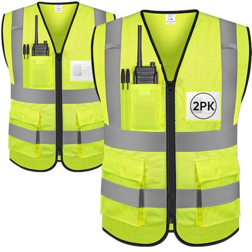 TICONN High Visibility Reflective Safety Vest for Men & Women, ANSI Class 2 - color: Yellow, size: Medium