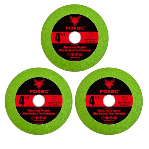 FOXBC 4-1/2 Inch Tile Glass Cutting Disc for Angle Grinders, Diamond Saw Blades Wheel Multi-Material for Grinding Ceramic, Crystal, Wine Bottle, 7/8" Arbor - 3 Pack