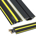 10 ft Floor Cable Cover Protector, Heavy Duty PVC Duct Easy to Unroll, Prevent Trip Hazard for Home Office or Outdoor Settings - size: 10 Feet - Black and Yellow - 1 Pack