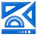 Honagu Triangular Ruler Set, 4 Pieces Aluminum Alloy Ruler, Metal Drafting Ruler, Geometric Protractor for Students, Draftsmen, Engineers, School Office Supplies (Sky Blue) - color: Sky Blue