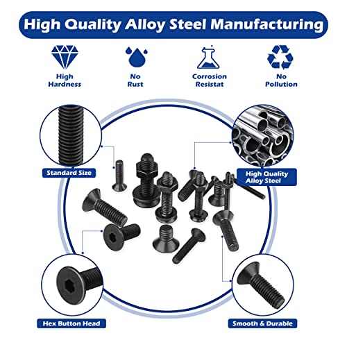 1500Pcs M2 M3 M4 M5 Hex Socket Flat Head Screws Assortment Kit - color: A Black Hex Flat Head Cap Bolts