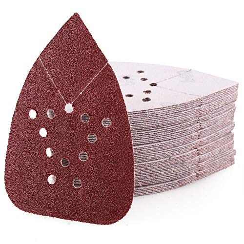 LotFancy 60 Grit Sanding Pads for Black and Decker Mouse Sanders, 12 Hole Hook and Loop Sandpaper - Detail Palm Sander Sanding Sheets, Pack of 50 - size: 60 Grit