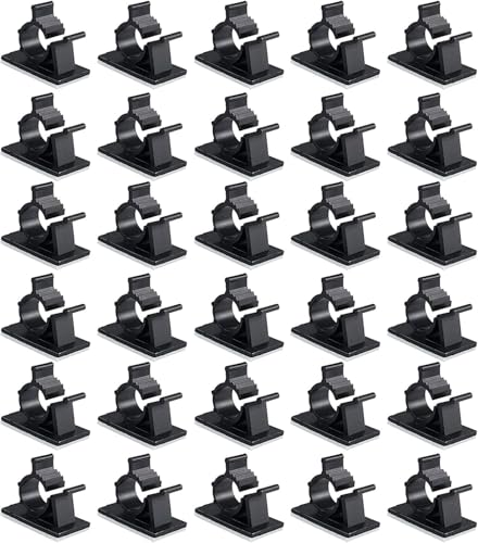 Viaky 30 Pcs Black Clips Self Adhesive Backed Nylon Wire Adjustable Cable Clips Adhesive Cable Management Drop Wire Holder - color: 30black, size: for 0-0.4''(10mm) cable