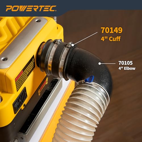 POWERTEC 70149-P9 4 Inch Dust Control Flex Cuff with Steel Hose Clamps, Hose Connector Rubber Cuff Coupler for Woodworking Dust Collection Fittings, Dust Collector Accessories & Machinery, 9 PK - size: 4", 9PK