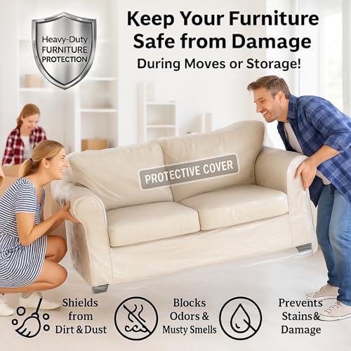 Evelots Clear Vinyl Loveseat Cover, Spill-Resistant 2-Seat Sofa Protector - size: Loveseat