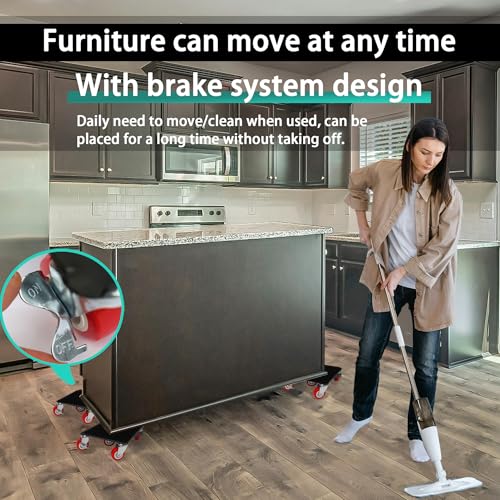 XXXL 8.7 inch - Furniture Dolly Movers with 5 Wheels - Heavy Duty Carbon Steel Panel Moving Lift Sliders Tool for Easy Moving Refrigerator Couch Desk Sofa Pool Table, 3747lbs Load Capacity - size: XXXL 936lbs each (3,747 lbs total for 4)