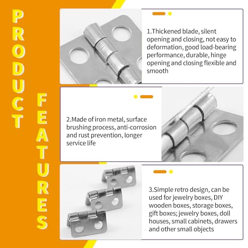 Mini Hinges, 13 x 12 mm, Silvery White, 30 Pcs - color: Silver(30pcs), size: 13 x 12mm