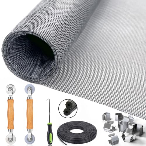 King&Charles Window Screen Replacement, 6in1 Window Screen Door Repair Kit - color: Gray, size: 48"×118"