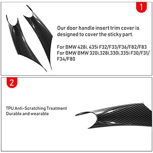 Jaronx 2PCS Door Handle Covers Compatible with BMW 3/4 Series Driver Side & Passenger Side Door Pull Handle Covers (Compatible with BMW 320i,328i,330i,335i F30/F31 and 428i,435i F32/F36)(Carbon Fiber) | Driver Side & Passenger Side Door Pull Handle Covers