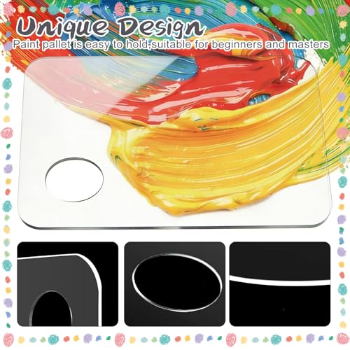 Hulameda 2Pcs Acrylic Clear Paint Palette with Thumb Hole,11.8 x 7.9In - color: Clear-2pcs-11.8*7.9inch