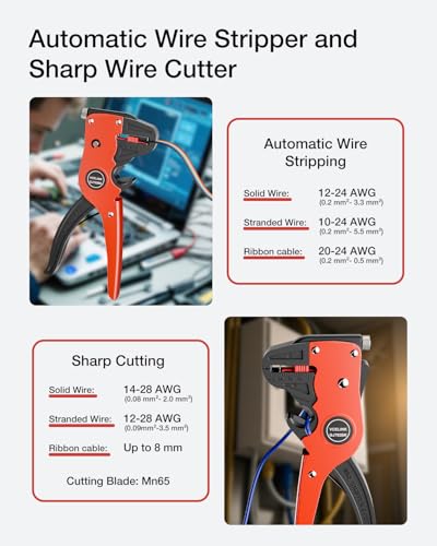 VCELINK Automatic Quickstrip Wire Stripper & Cutter 2-in-1, Black - color: Black