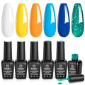 Beetles Gel Polish Set, 6 Colors Yellow White Orange Blue Gel Polish Kit - color: A - Mixed Finishes | Pleasure Beach