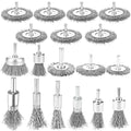 18 Pcs Stainless Steel Wire Wheel Brush Set for Drill Hex Shank Kit Coarse Carbon Pen Wire Wheel Power-Operated Grinders Detail Rust Paint Removal