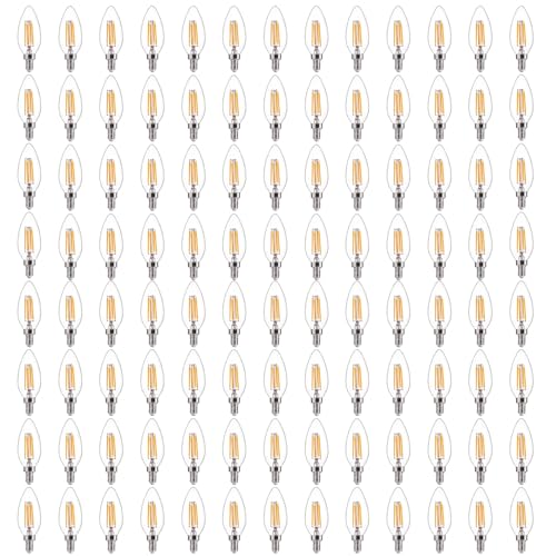 FLSNT 60W Equivalent LED Chandelier Light Bulbs, Dimmable LED B11 E12 Candelabra Base Bulbs, 3000K Warm White, 500LM, 96 Pack - color: 3000k Warm White, size: 96 Count (Pack of 1)