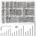 540Pcs #6#8#10 Self Tapping Screws Wood Screws Assortment Kit Phillips Tips Flat Head Drywall Screws, 17 Sizes Set Screw Assortment Kit, 304 Stainless Steel, Length 1/2" to 3", Silver - size: C. #6- #10