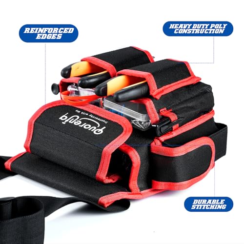 Tool Belt for Men: Electrician Tool Pouch with Adjustable Waist Strap,Tool Bag for Construction, 8 Durable Pockets, Maintenance & DIY, Fits Waist 31” to 52” (Blue, Extra Large) - color: Blue
