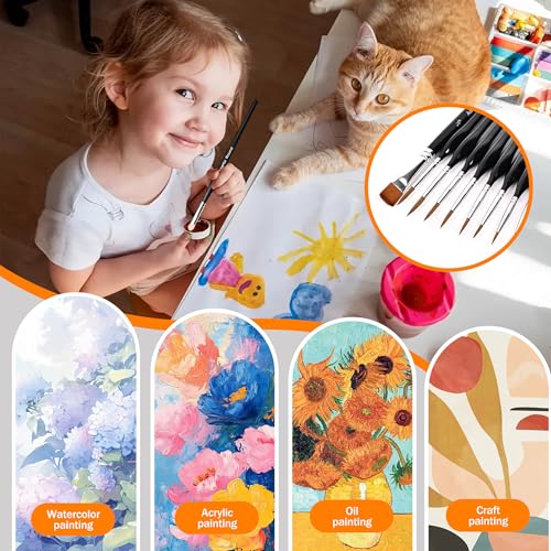 Miniature Brushes, Aoartix 15 Pcs Dry Detail Paint Brush, Triangular Handle - color: Black