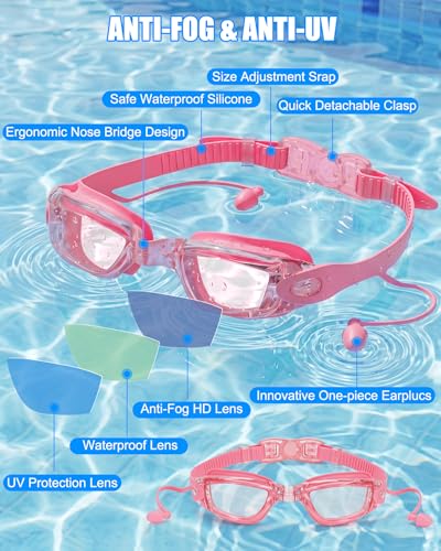 Aegend Swim Goggles, Swimming Goggles No Leaking Full Protect Adult Youth - color: Pink