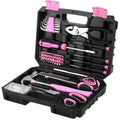 DEKOPRO 50 Piece General Household Hand Tool Kit with Plastic Toolbox Storage Case, All Purpose Home Tool Kit Includes Essential Tools for Office College Repairs - Pink - color: Pink-50pcs