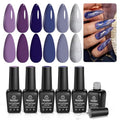 Beetles Purple Gel Polish Set, 6Pcs Purple Blue Gel Polish Silver Glitter - color: A - Purple Blue Silver | Lost Universe
