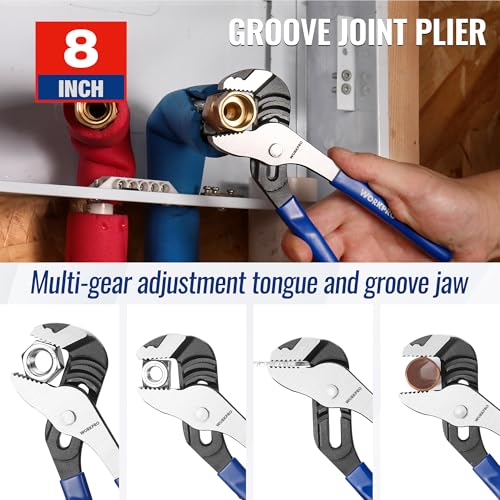 WORKPRO Pliers Set, 3-Piece Plier Tool Set with Soft Handle - color: Blue