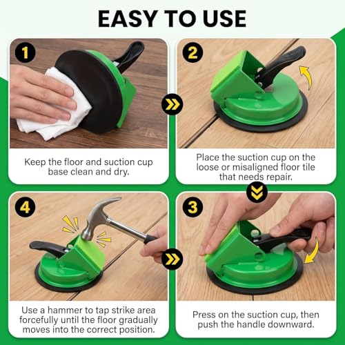 Heavy Duty Floor Gap Fixer Tool, 45°Striking Surface Professional Floor Gap Repair Tool, Made of Iron & Enhanced Suction Cup. with 5pcs Sticky Pads for Fixer Vinyl, Wood, Laminate Flooring Tools