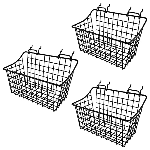 Pegboard Baskets With Hooks, 3 Pack Peg Board Wall Organizer Set (Black) - color: Black