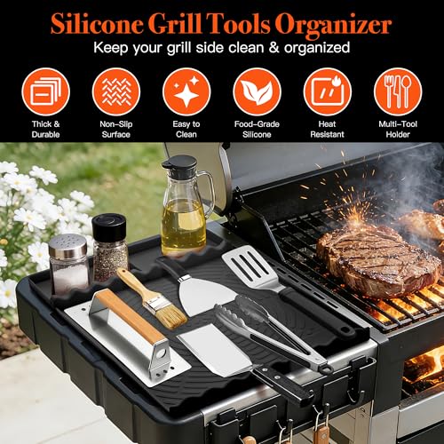 Silicone Grill Mat for Blackstone Griddle Accessories (Black) - color: Black