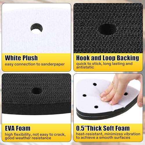 5 Pcs 5 Holes Foam Sanding Pads - color: Black and White, size: 5 Holes