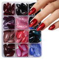 288Pcs Cat Eye Press on Nails Short Almond Fake Nails 12 Color Glitter False Nails Shiny Acrylic Glossy Glue on Nails Gradient Stick on Nail for Women Manicure - color: Style 12