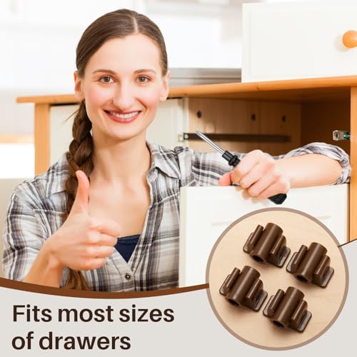 Juexica 4 Pairs False Cabinet Front Clip False Drawer Clips, Brown - color: Brown