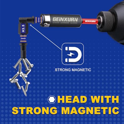 GEINXURN 22 Pieces 1 in./2In Multi Hex Head Impact Tough Magnetic Allen Wrench Drill Bits Set, Metric Power Bits Set, S2 Steel Hex Screwdriver Bit Set with 3”6”Extension Bit Holder - size: M-22