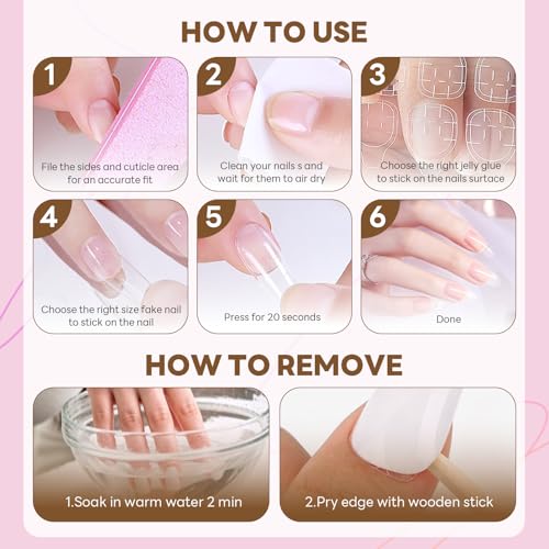 3D Pink Press on Nails Almond - Medium French Tip Fake Nails with Embossed Flower&Gold Bead Designs, Glossy Finish Reusable False Nails for Women Manicure(3D Embossed design 18） - color: 3D Embossed design 18