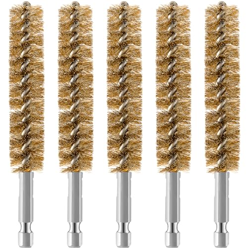Geiserailie 5 Pieces Wire Bore Brush Drill Hex Shank, Copper - style: Copper