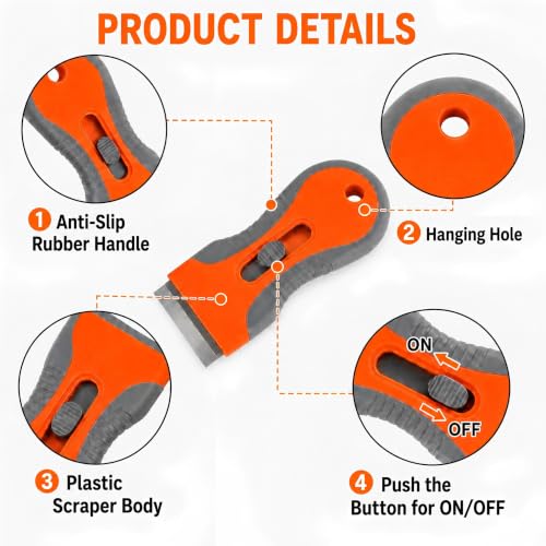 Razor Blade Scraper Tool, 2-Pack with 20 Replacement Blades, Window Scraper